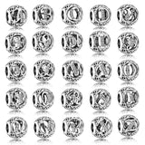 A-R Openwork Alphabet 26 Letter Crystal Beads 925 Sterling Silver Charm Bracelet