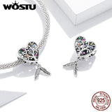 925 Silver CZ Crown Heart Beads Charm Pendant for Bracelet Bangle