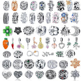 925 Silver Life Tree Rose Flower Bead Charm Pendant for Bracelet DIY