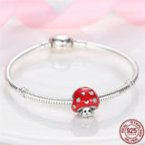 Silver Mushroom Charm Beads for Bracelet Necklace