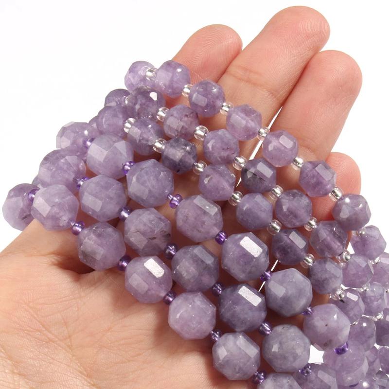 Faceted Amethyst Beads Olive Shape Loose Stone Beads 8 10mm