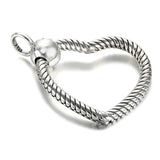 Love Heart Necklace Pendant with Crystal for 925 Sterling Silver Bracelet