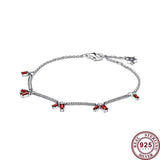 925 Silver Red Bag Pendant Rabbit Firecracker Bracelet Charm Jewelry