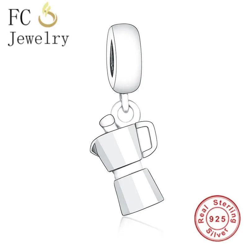 925 Sterling Silver Coffee Machine Maker Charm Bracelet Pendant