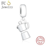 925 Sterling Silver Coffee Machine Maker Charm Bracelet Pendant