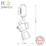 925 Sterling Silver Coffee Machine Maker Charm Bracelet Pendant