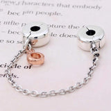 Rose Dangling Clip Safety Chain Beads for 925 Sterling Silver Charm Bracelet