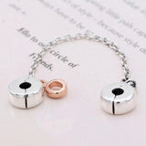 Rose Dangling Clip Safety Chain Beads for 925 Sterling Silver Charm Bracelet