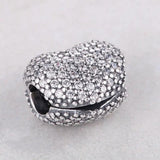 925 Silver Heart Clip Lock Stopper Beads for Bracelet