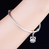 925 Silver Zirconia Owl Enamel Charm Bead for Bracelet Making