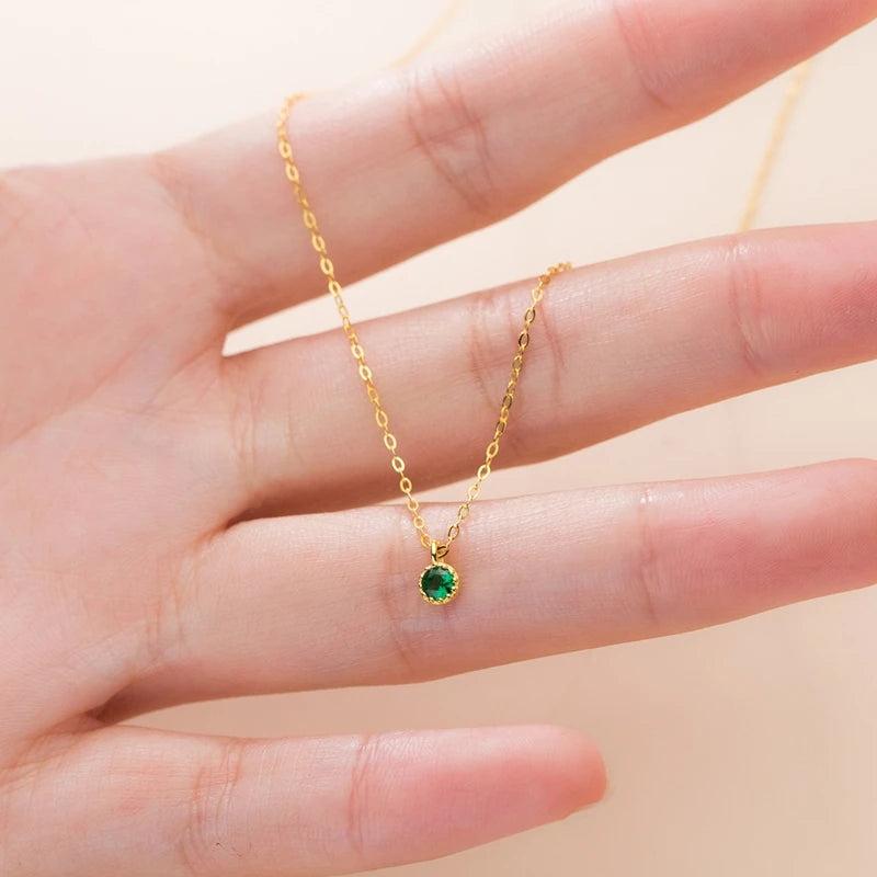 925 Silver Green Gemstone Chain Necklace for Women Wedding