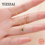 925 Silver Green Gemstone Chain Necklace for Women Wedding