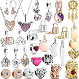 925 Sterling Silver Heart Padlock Charm Bracelet