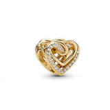 925 Sterling Silver Heart Padlock Charm Bracelet