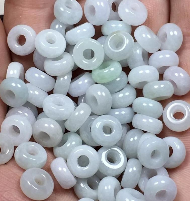 10PC Emerald Jadeite Abacus Beads DIY Bangle Charm Hand-Carved Luck