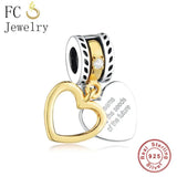925 Silver Key & Heart Lock Dangle Bead for Charm Bracelet