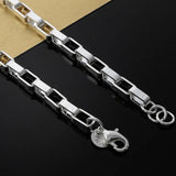 925 Silver 5mm Big Box Chain Necklace Wedding Jewelry