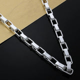 925 Silver 5mm Big Box Chain Necklace Wedding Jewelry