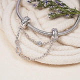Crystal Gemstone Sterling Charm Bead Safety Chain for 925 Silver Bracelet