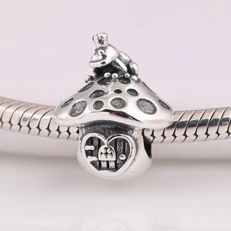 S925 Silver Frog & Mushroom Bead Charm for Bracelet