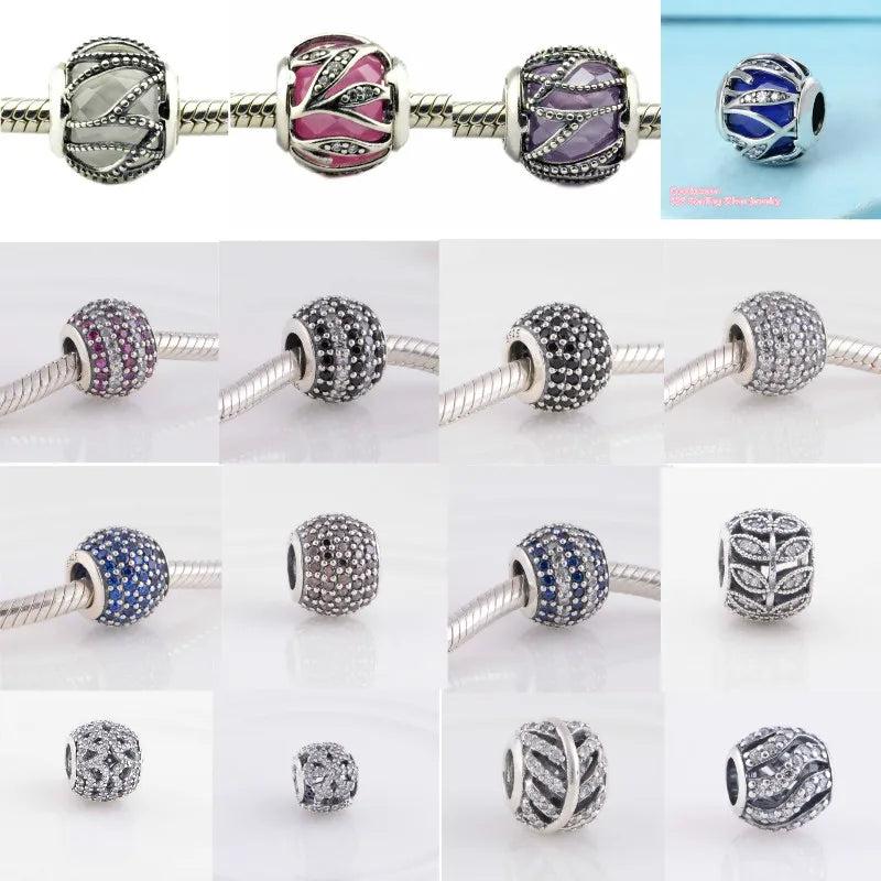 925 Silver Snowflake Charm with Pink Purple Clear CZ