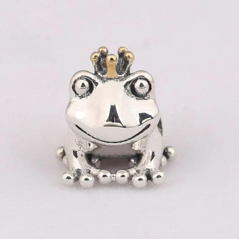 S925 Silver Bead DIY Jewelry Crown Frog Prince Charm for Bracelet