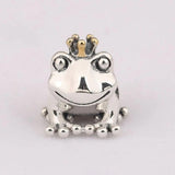 S925 Silver Bead DIY Jewelry Crown Frog Prince Charm for Bracelet