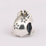 S925 Silver Bead DIY Jewelry Crown Frog Prince Charm for Bracelet