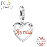925 Silver Love Heart Sister Auntie Grandma Niece Bracelet Charm Bead