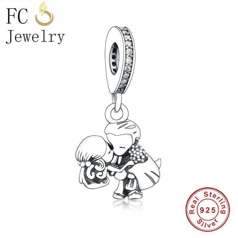 925 Silver Boy Girl Love Kiss Bead for Charm Bracelet