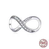 925 Sterling Silver Infinity Love Charm Bangle Bracelet Beads Pendant