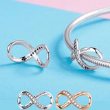 925 Sterling Silver Infinity Love Charm Bangle Bracelet Beads Pendant