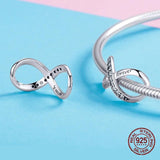 925 Sterling Silver Infinity Love Charm Bangle Bracelet Beads Pendant