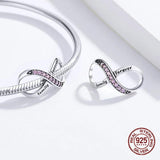 925 Sterling Silver Infinity Love Charm Bangle Bracelet Beads Pendant