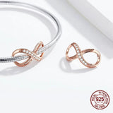925 Sterling Silver Infinity Love Charm Bangle Bracelet Beads Pendant