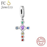925 Silver Celtic Knot Crucifix Cross Chakra Bead Charm Bracelet