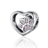 925 Silver Cat Footprint Charm for Bracelet Pendant DIY Jewelry
