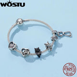 925 Silver Cat Footprint Charm for Bracelet Pendant DIY Jewelry