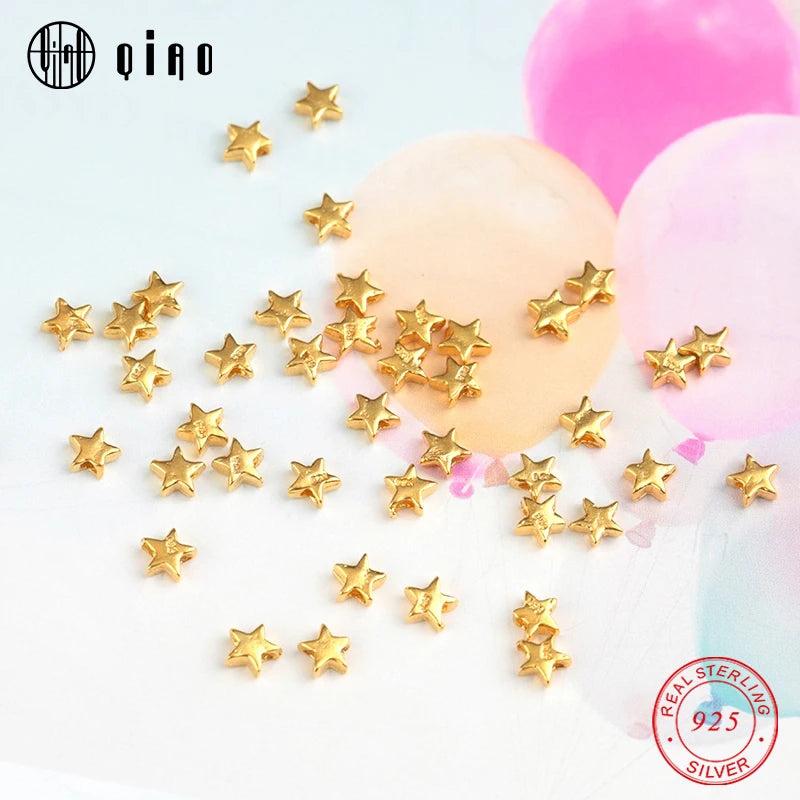 10PCS 925 Sterling Silver Pentagram Beads for DIY Bracelet Jewelry