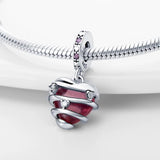 925 Silver Bead Ruby Charm for 3mm Women's Bracelet DIY Jewelry