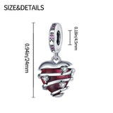 925 Silver Bead Ruby Charm for 3mm Women's Bracelet DIY Jewelry