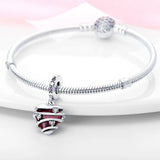 925 Silver Bead Ruby Charm for 3mm Women's Bracelet DIY Jewelry