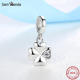 925 Silver Lucky Clover Charm Pendant for Bracelets