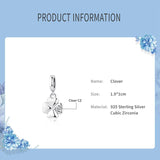 925 Silver Lucky Clover Charm Pendant for Bracelets
