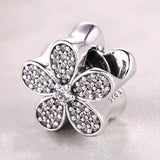 Daisy Flower Crystal Beads 925 Sterling Silver Charm Bracelet DIY Jewelry