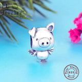 Real 925 Silver Pippo Flying Pig Bead for Charm Bracelet