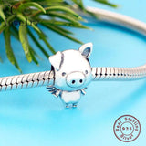 Real 925 Silver Pippo Flying Pig Bead for Charm Bracelet