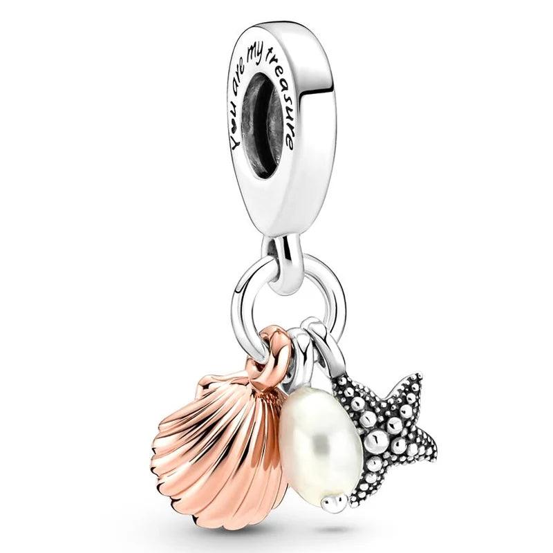 Freshwater Pearl Starfish & Shell Pendant Bead for 925 Silver Bracelet