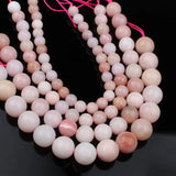 7.5 inch Pink Opal Round Stone Beads For Jewelry Making DIY Bracelet Necklace