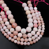7.5 inch Pink Opal Round Stone Beads For Jewelry Making DIY Bracelet Necklace